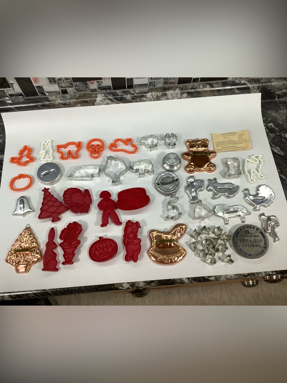 Assorted lot Holiday Cookie and Pastry Cutter Set - Red, Orange, Silver, copper.